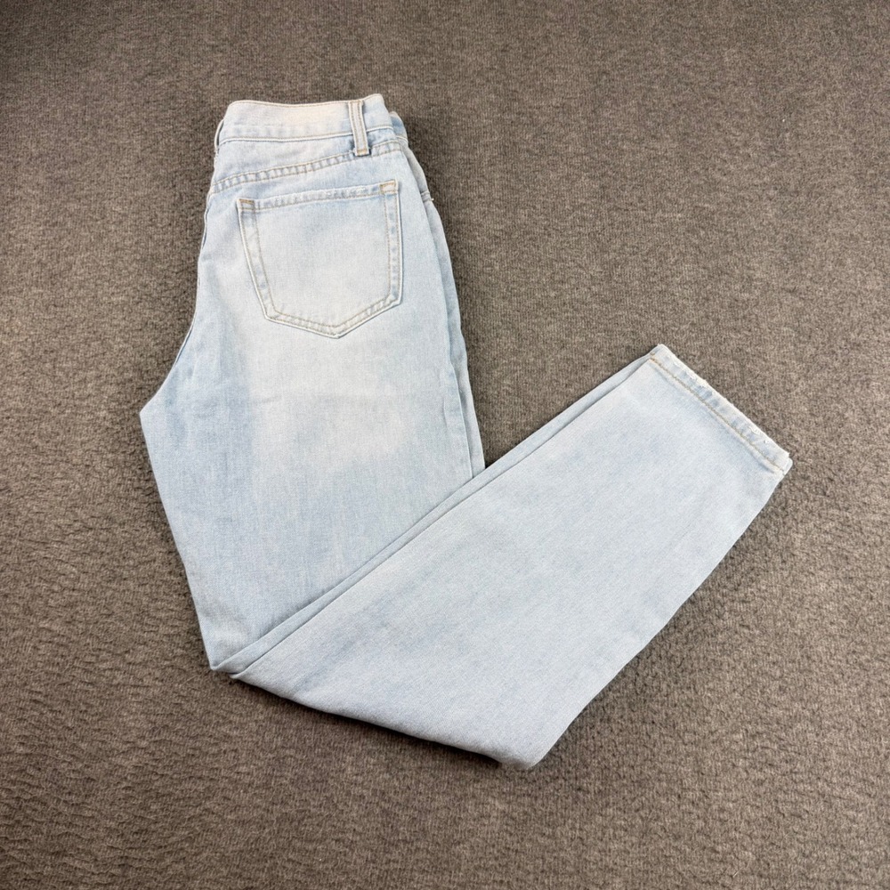 Papaya Distressed Jeans Womens 3 Light Blue Denim High Rise Straight Leg Distres